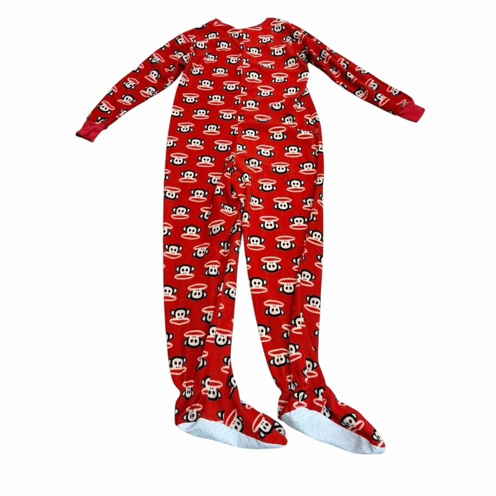 Paul Frank Julius Monkey Red Fleece Footed Pajamas One Piece Youth Large